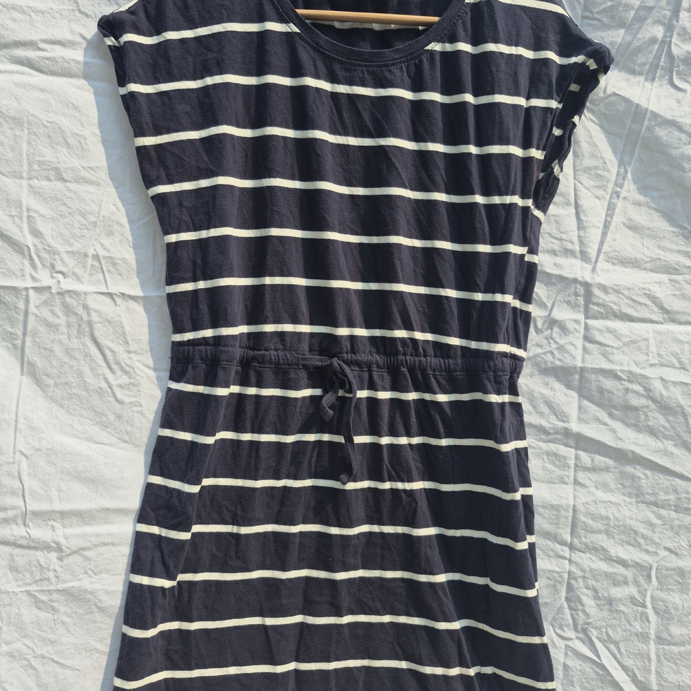 Only Navy and White Striped Midi Dress